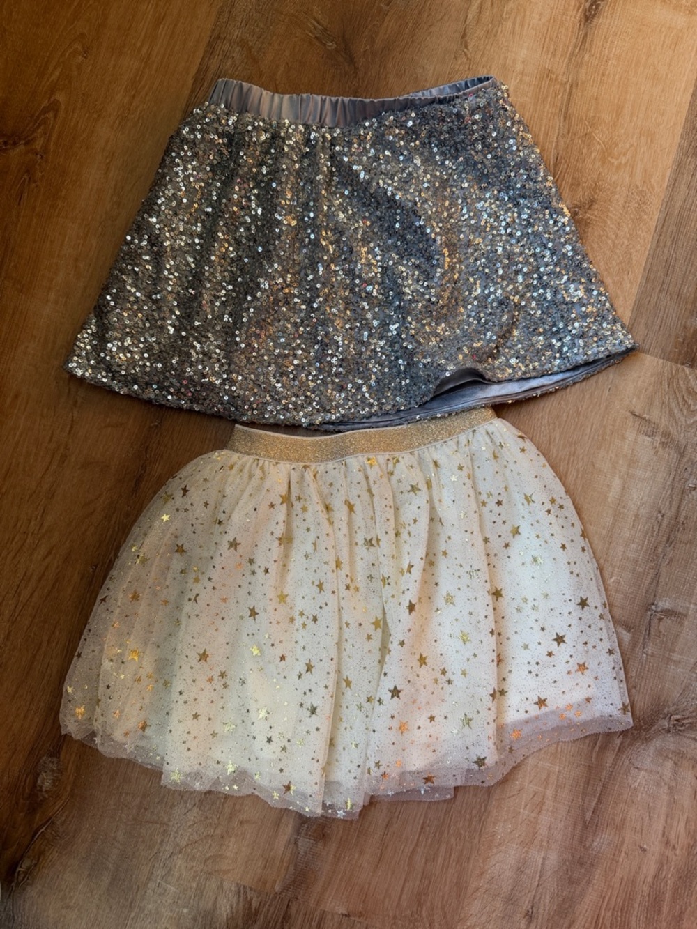 2 - Children's Place Silver Sequin & Gold Star Tulle Skirt Set size small 5-6